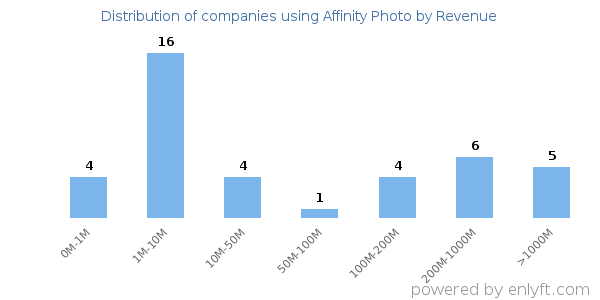 Affinity Photo clients - distribution by company revenue