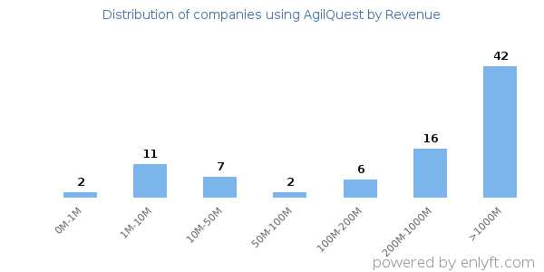 AgilQuest clients - distribution by company revenue