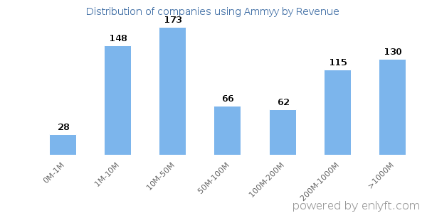 Ammyy clients - distribution by company revenue