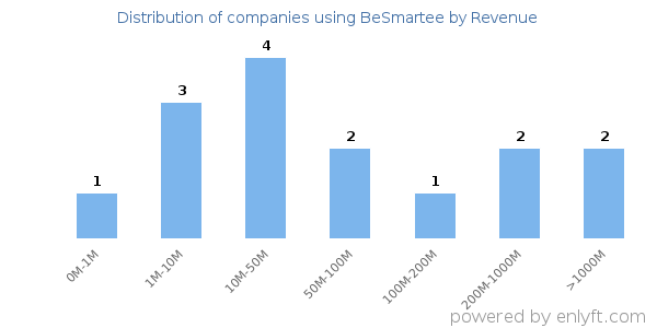 BeSmartee clients - distribution by company revenue