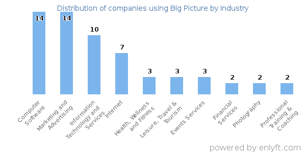 Companies using Big Picture - Distribution by industry