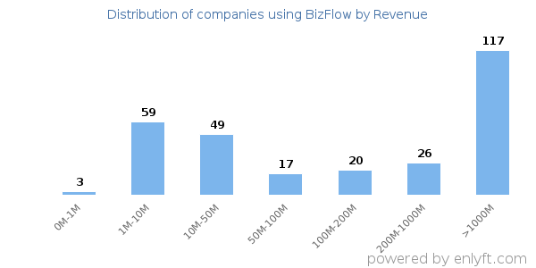 BizFlow clients - distribution by company revenue