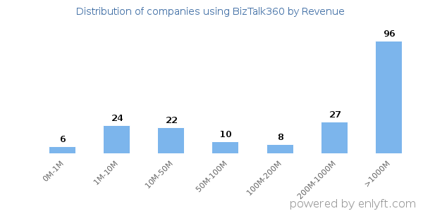 BizTalk360 clients - distribution by company revenue