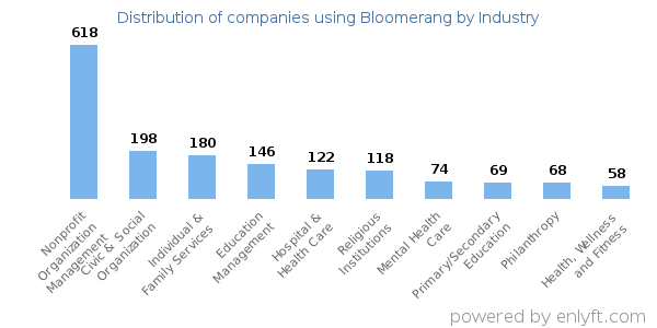 Companies using Bloomerang - Distribution by industry