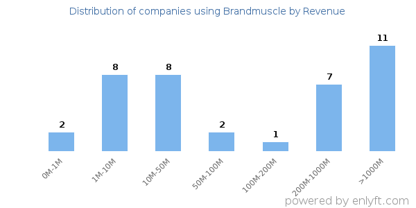 Brandmuscle clients - distribution by company revenue