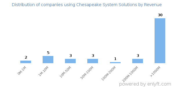 Chesapeake System Solutions clients - distribution by company revenue