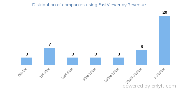 FastViewer clients - distribution by company revenue