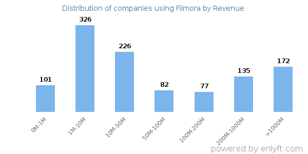 Filmora clients - distribution by company revenue