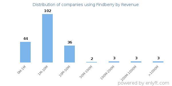 Findberry clients - distribution by company revenue