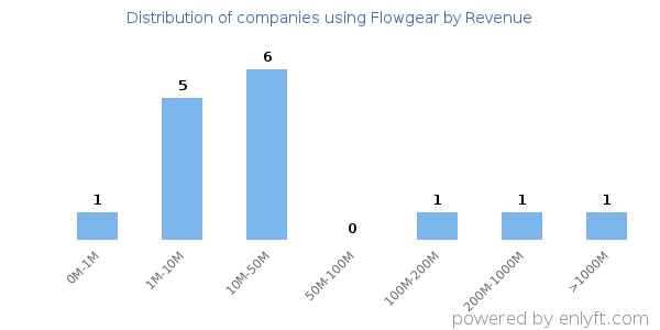 Flowgear clients - distribution by company revenue
