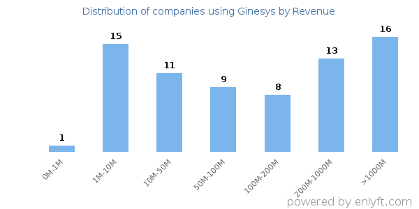 Ginesys clients - distribution by company revenue