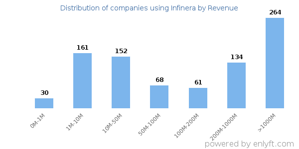 Infinera clients - distribution by company revenue