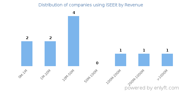 iSEEit clients - distribution by company revenue