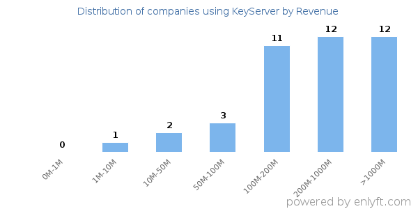 KeyServer clients - distribution by company revenue