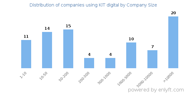Companies using KIT digital, by size (number of employees)
