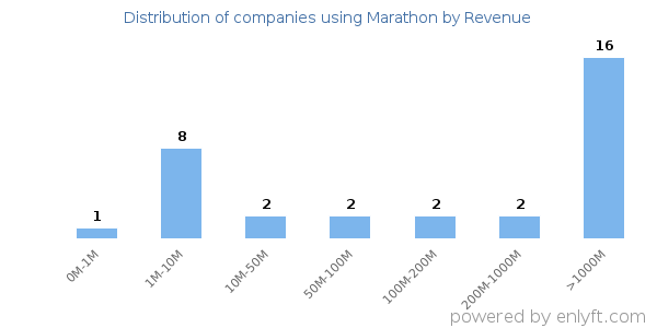 Marathon clients - distribution by company revenue