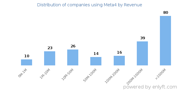 Meta4 clients - distribution by company revenue
