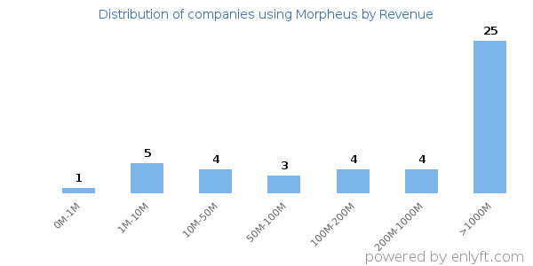 Morpheus clients - distribution by company revenue