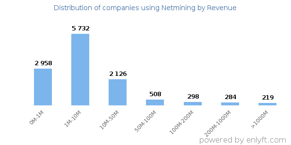 Netmining clients - distribution by company revenue