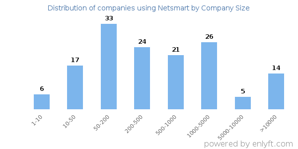 Companies using Netsmart, by size (number of employees)