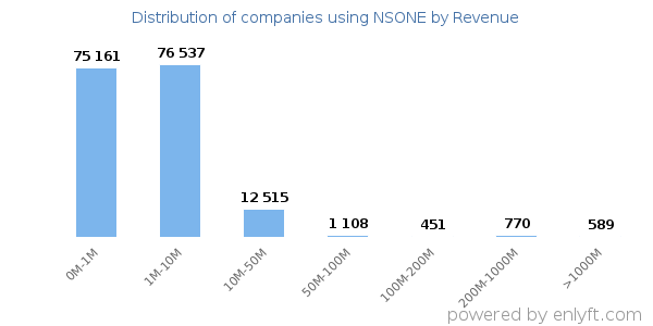 NSONE clients - distribution by company revenue