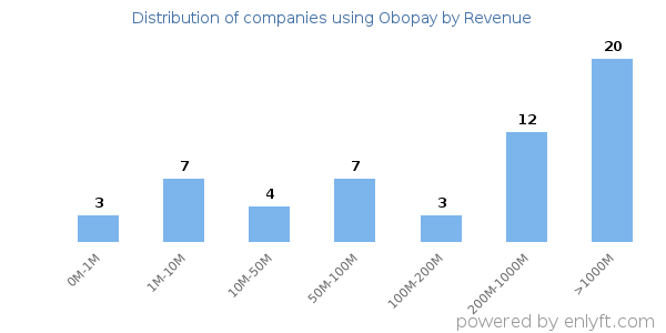 Obopay clients - distribution by company revenue