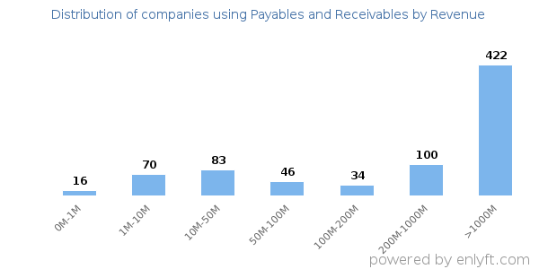 Payables and Receivables clients - distribution by company revenue