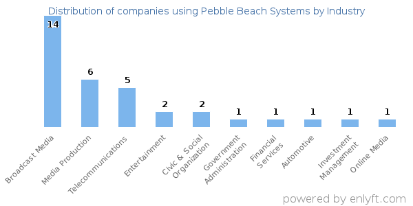 Companies using Pebble Beach Systems - Distribution by industry