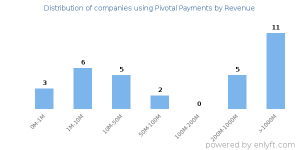 Pivotal Payments clients - distribution by company revenue