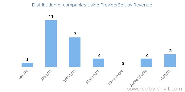 ProviderSoft clients - distribution by company revenue