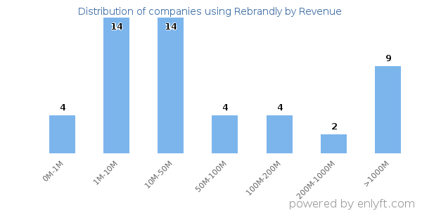 Rebrandly clients - distribution by company revenue