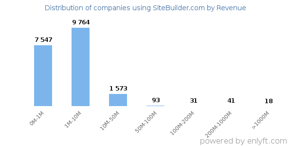 SiteBuilder.com clients - distribution by company revenue