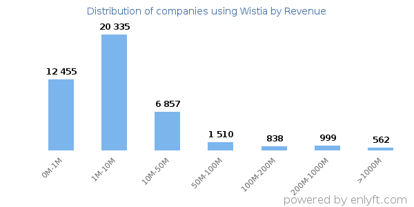 Wistia clients - distribution by company revenue