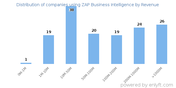 ZAP Business Intelligence clients - distribution by company revenue
