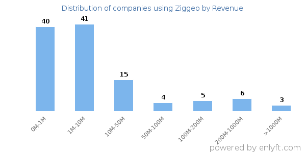 Ziggeo clients - distribution by company revenue