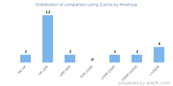Zurmo clients - distribution by company revenue