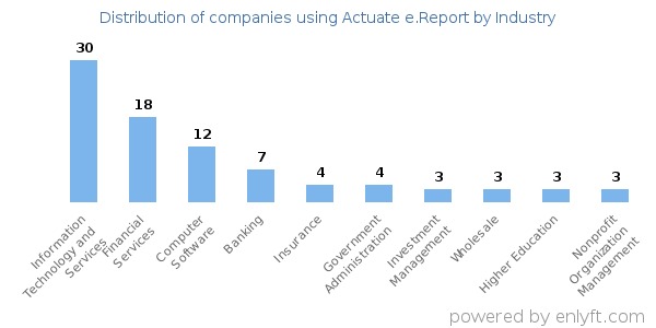 Companies using Actuate e.Report - Distribution by industry