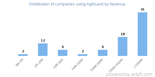 AgilQuest clients - distribution by company revenue