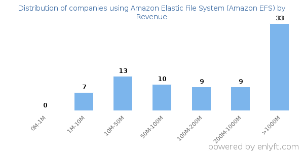 Amazon Elastic File System (Amazon EFS) clients - distribution by company revenue