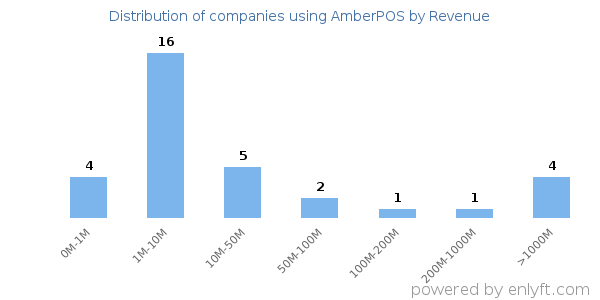 AmberPOS clients - distribution by company revenue