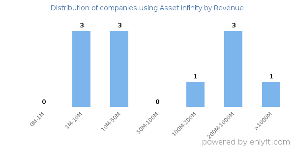 Asset Infinity clients - distribution by company revenue
