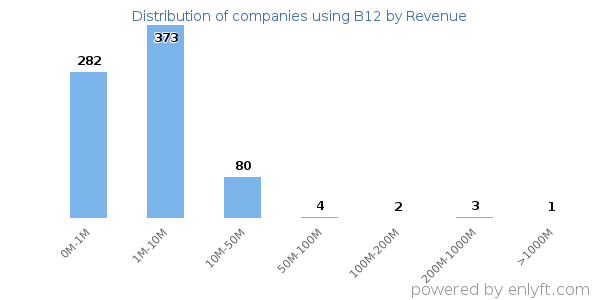 B12 clients - distribution by company revenue