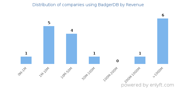 BadgerDB clients - distribution by company revenue