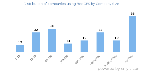 Companies using BeeGFS, by size (number of employees)