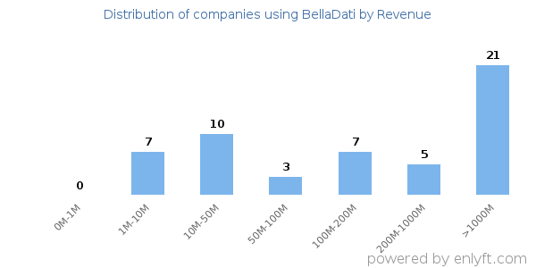 BellaDati clients - distribution by company revenue