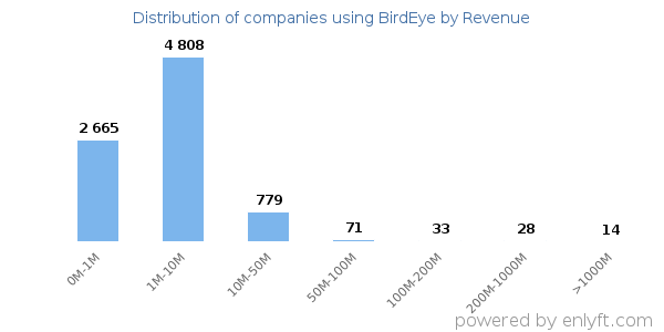 BirdEye clients - distribution by company revenue