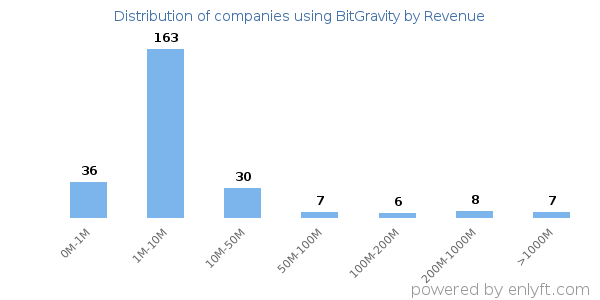 BitGravity clients - distribution by company revenue