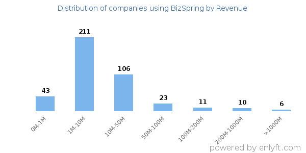 BizSpring clients - distribution by company revenue