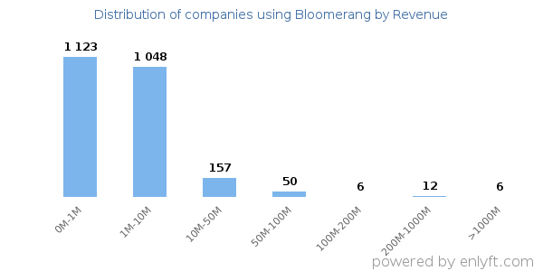 Bloomerang clients - distribution by company revenue