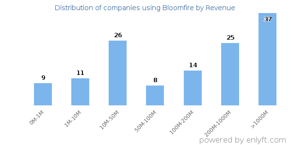 Bloomfire clients - distribution by company revenue